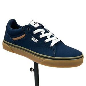 Vans Seldan‎ Youth Boy's Canvas Sneaker Size 4 Gum Dress Blues Lace up Shoes